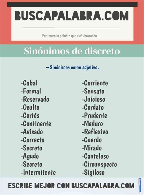 discreto en ingles|sinonimos para discreta.